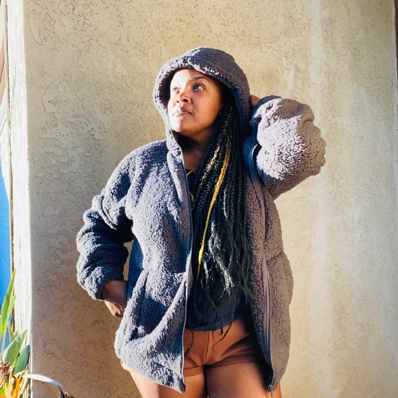 Gray Soft Sherpa Jacket/Hood - Picture 2 of 2